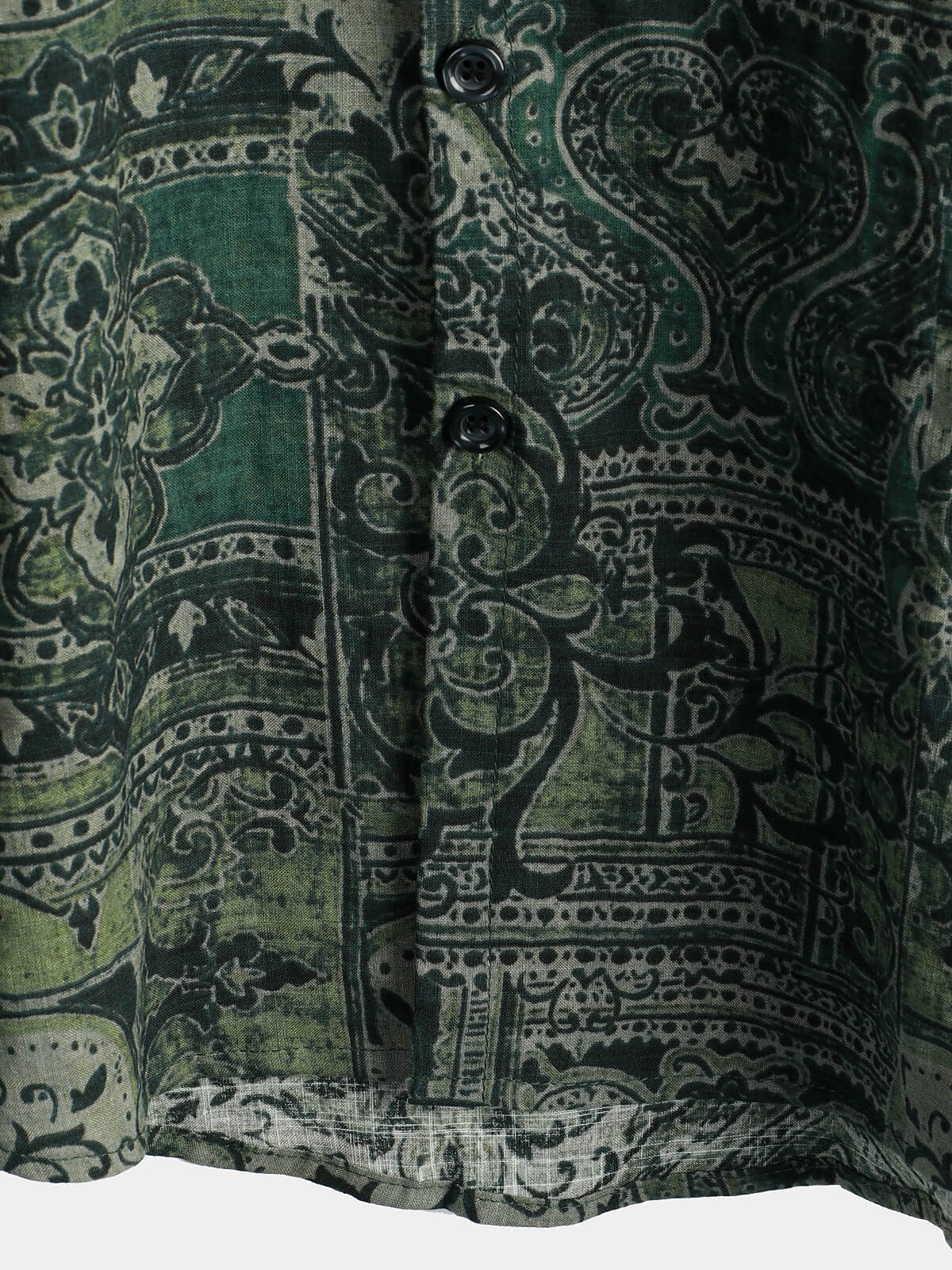 Men's Retro Floral Paisley Print Cotton Button Up Vintage Holiday Western Green Short Sleeve Shirt