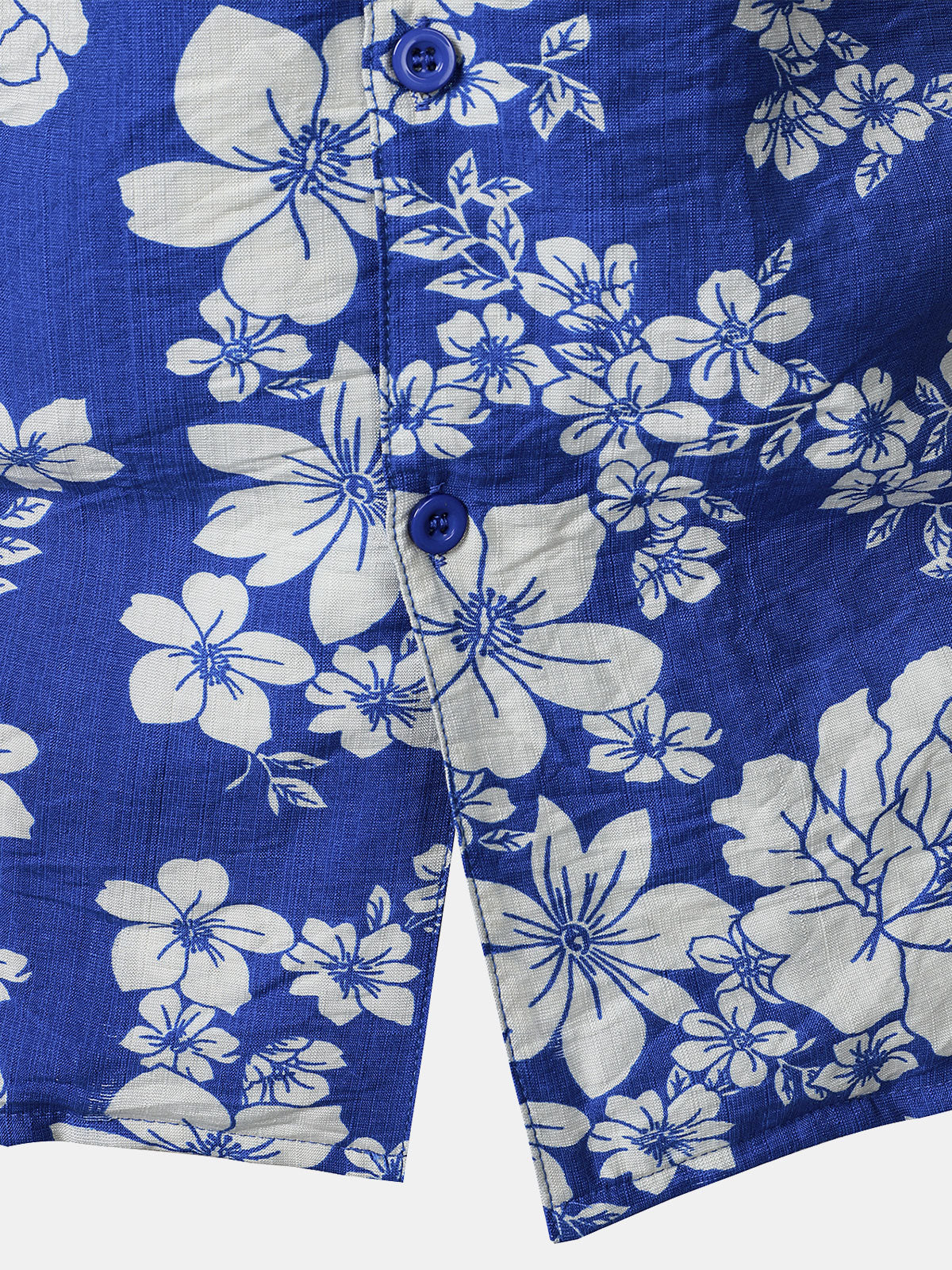 Men's Blue Floral Pocket Hawaiian Cuban Collar Short Sleeve Shirt