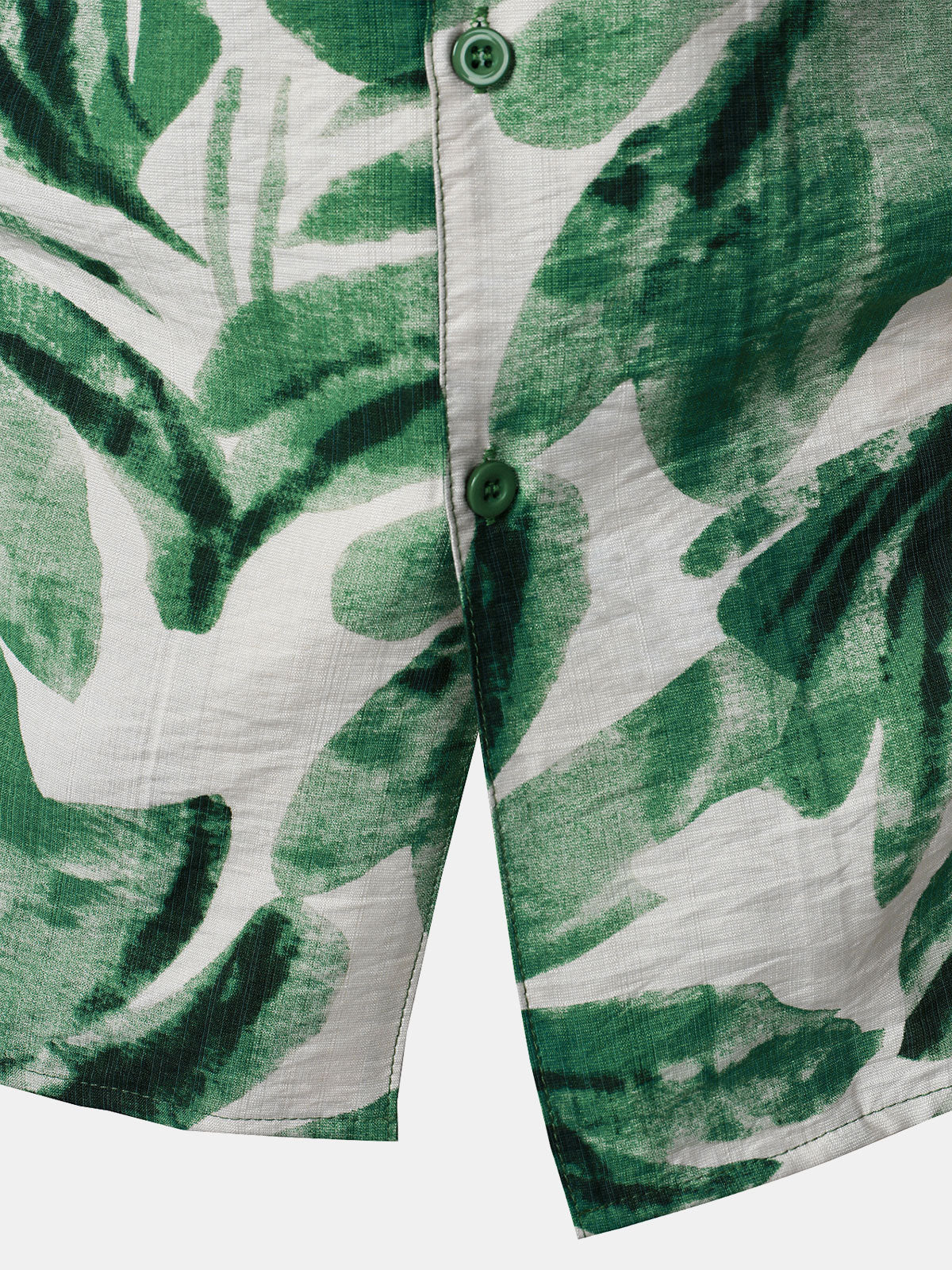 Men's Green Tropical Leaves Print Pocket Hawaiian Short Sleeve Shirt