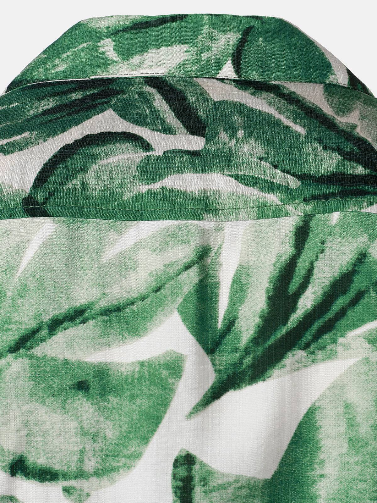 Men's Green Tropical Leaves Print Pocket Hawaiian Short Sleeve Shirt