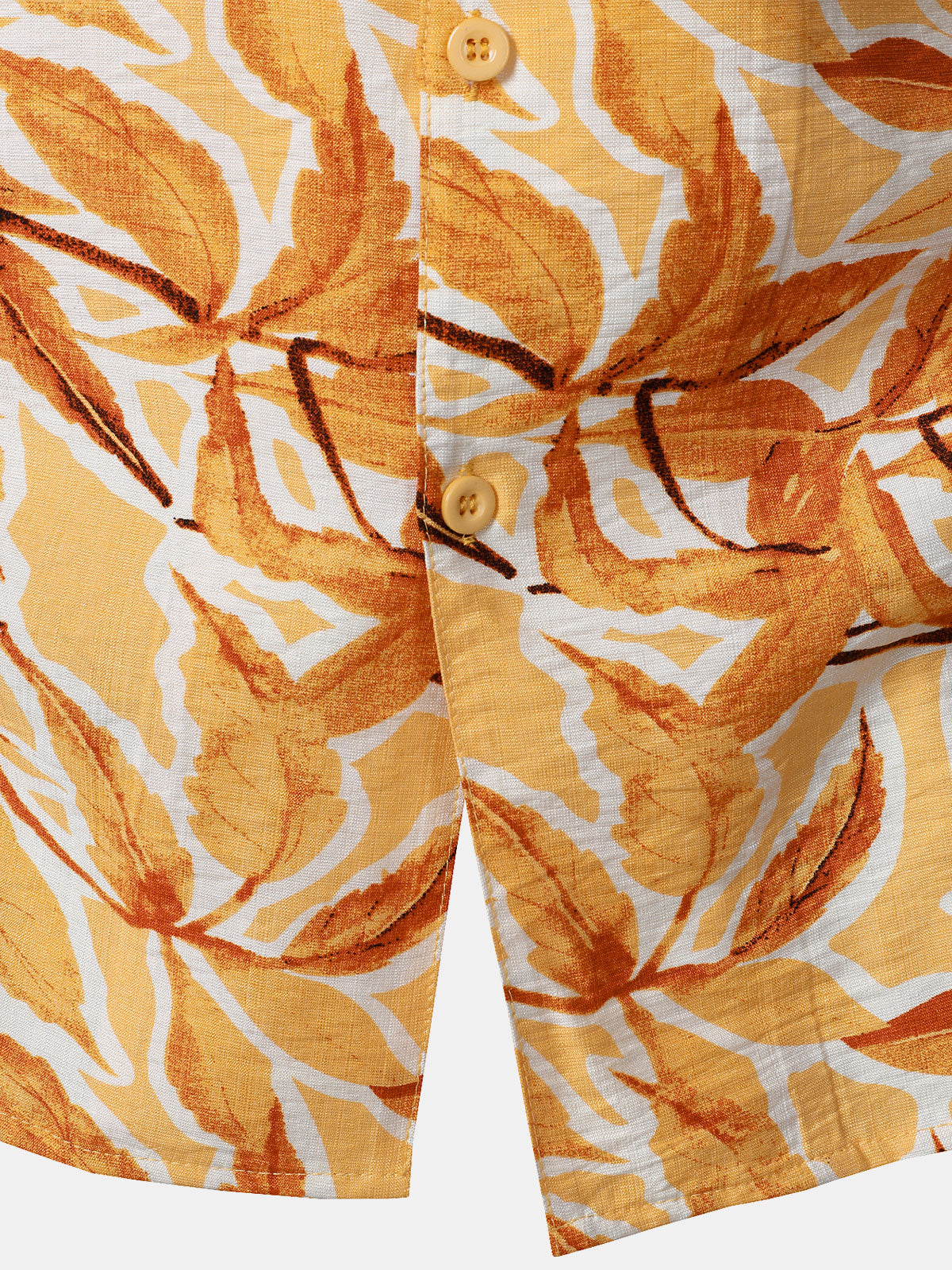 Men's Yellow Tropical Print Pocket Hawaiian Short Sleeve Shirt