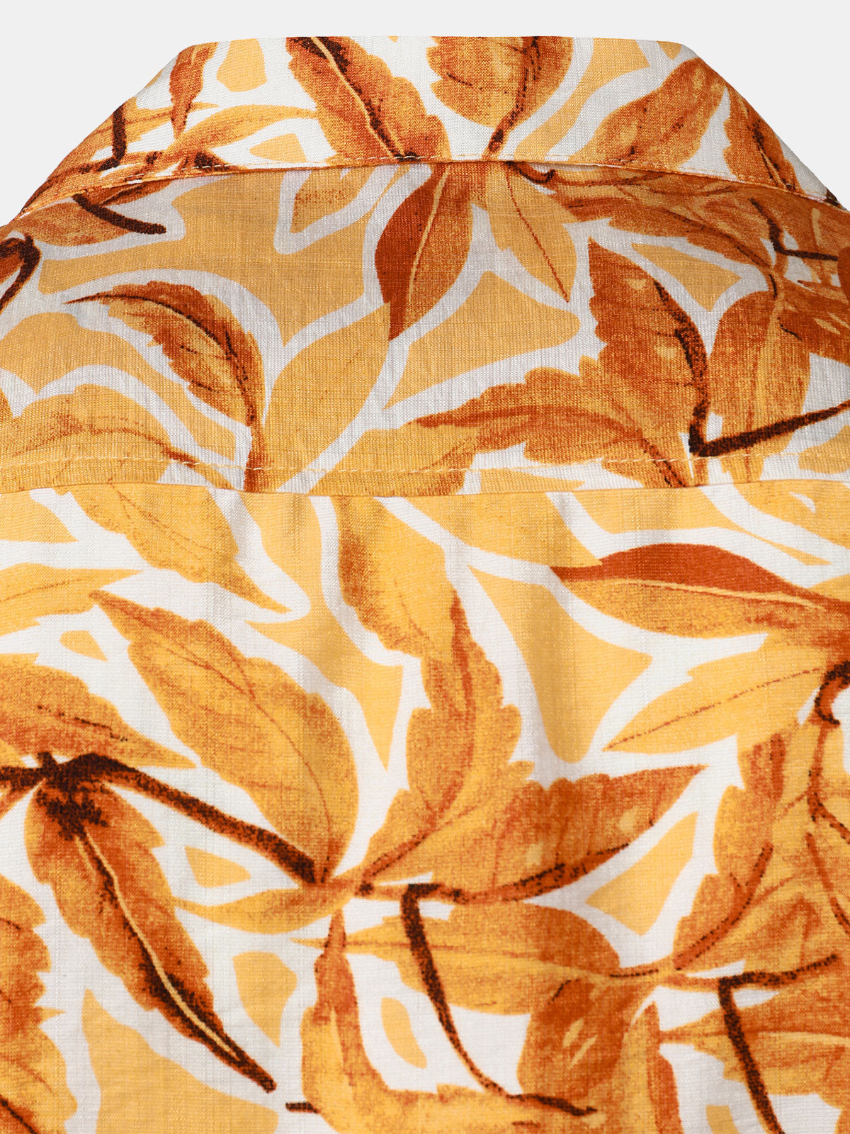 Men's Yellow Tropical Print Pocket Hawaiian Short Sleeve Shirt