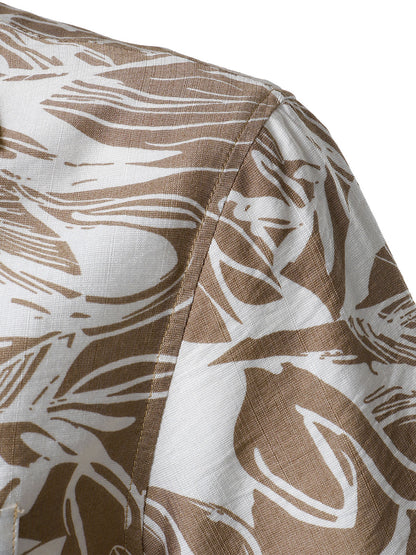 Men's Tropical Print Pocket Holiday Cuban Collar Short Sleeve Shirt