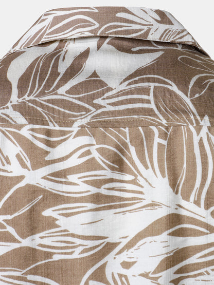 Men's Tropical Print Pocket Holiday Cuban Collar Short Sleeve Shirt