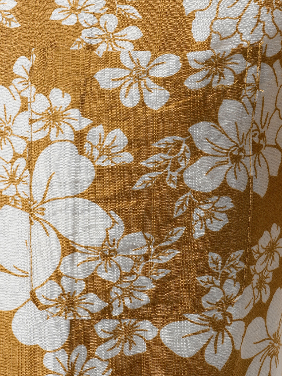Men's Yellow Floral Pocket Resort Short Sleeve Shirt