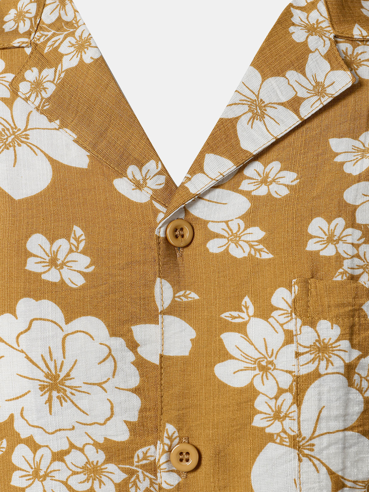 Men's Yellow Floral Pocket Resort Short Sleeve Shirt