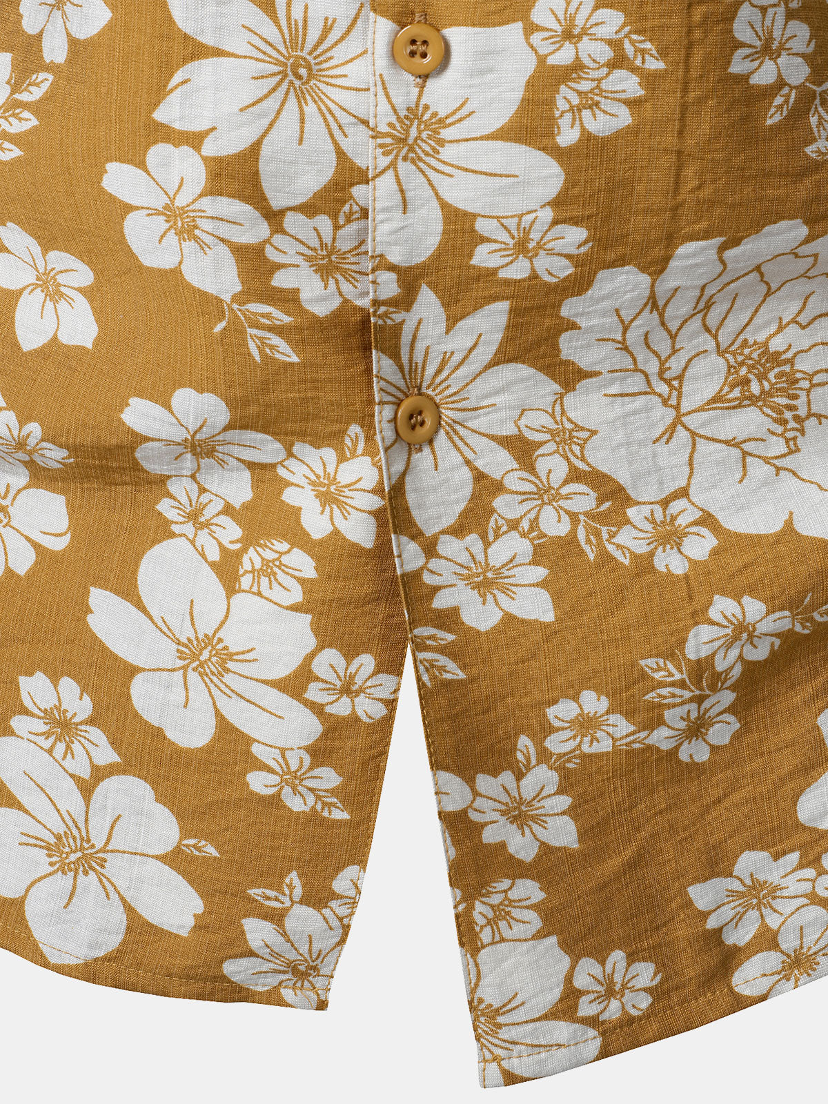 Men's Yellow Floral Pocket Resort Short Sleeve Shirt