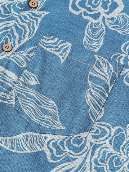 Men's Casual Short Sleeve Tropical Floral Leisure Shirt