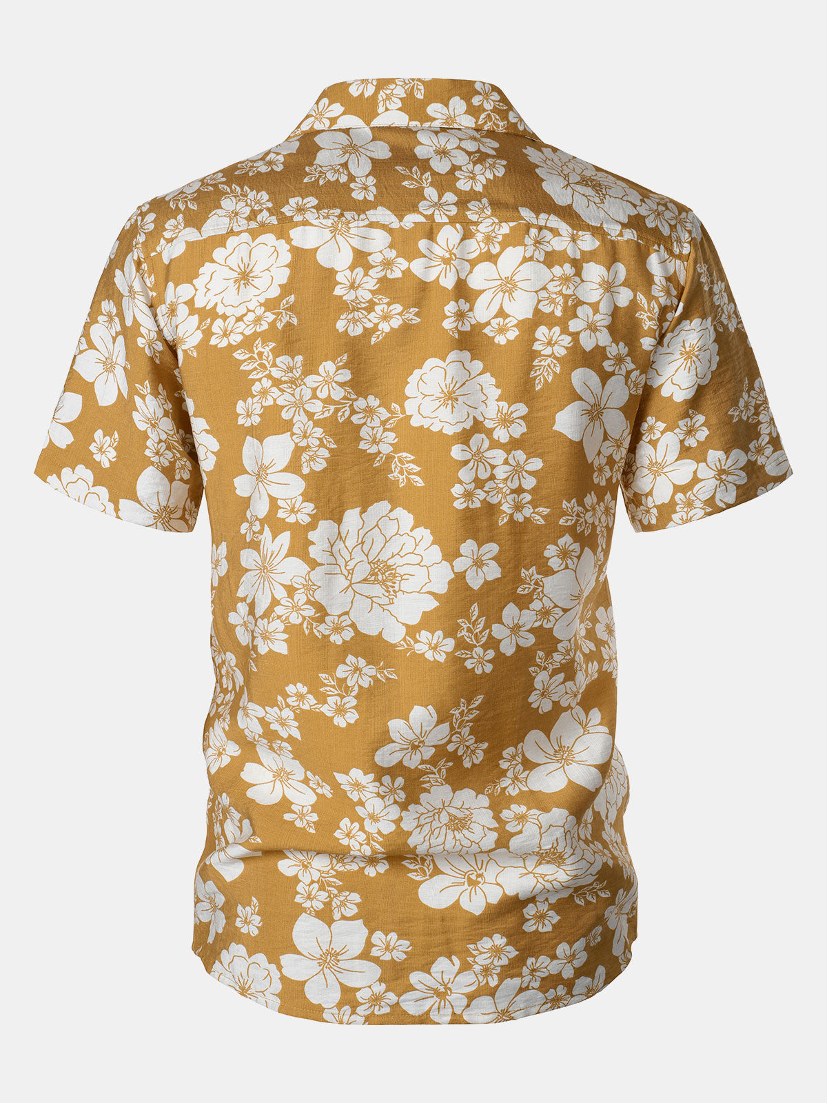 Men's Yellow Floral Pocket Resort Short Sleeve Shirt