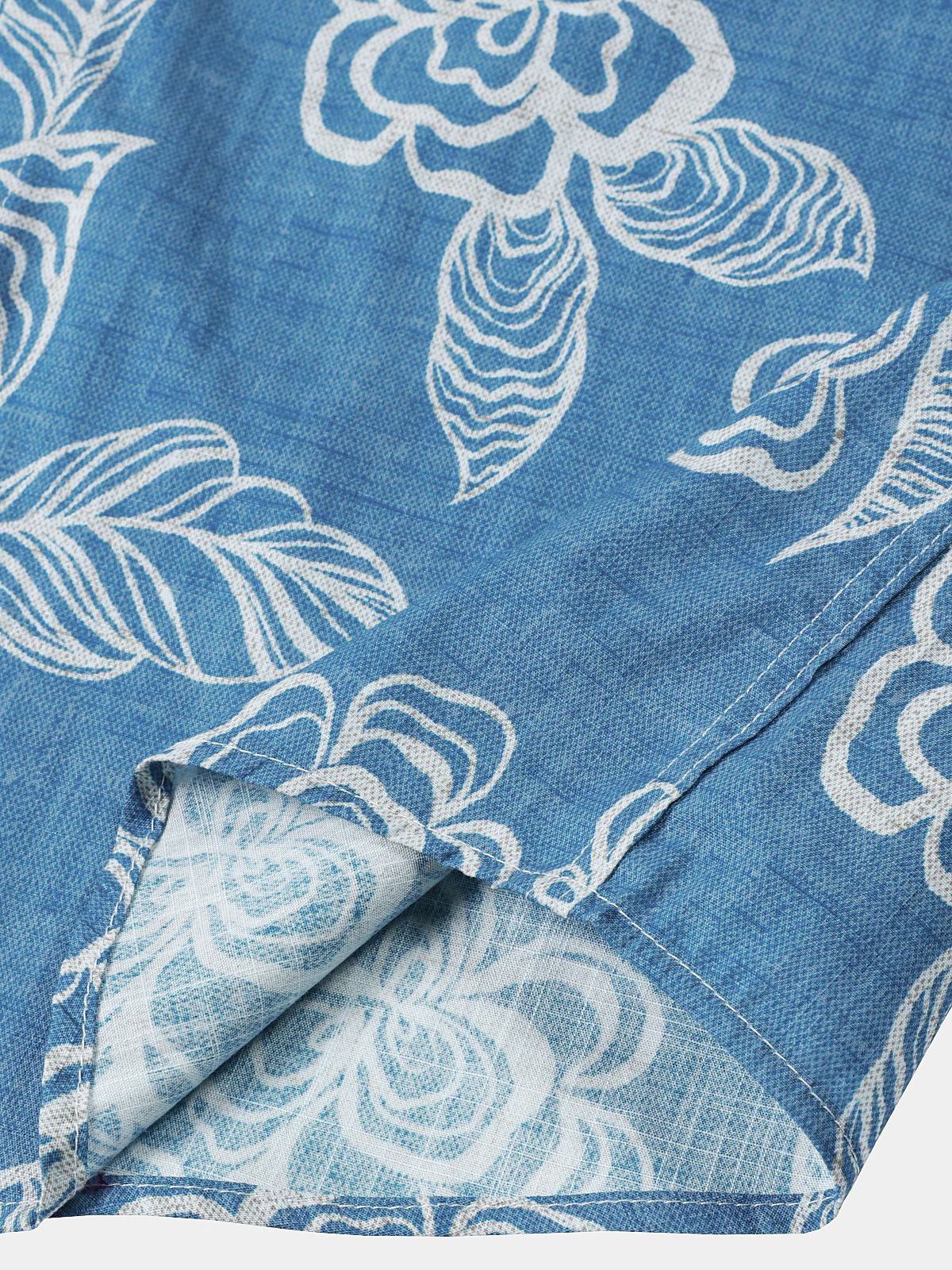 Men's Casual Short Sleeve Tropical Floral Leisure Shirt