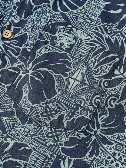 Men’s Hawaiian Tropical Leaf Short Sleeve Breathable Cool Vacation Beach Shirt