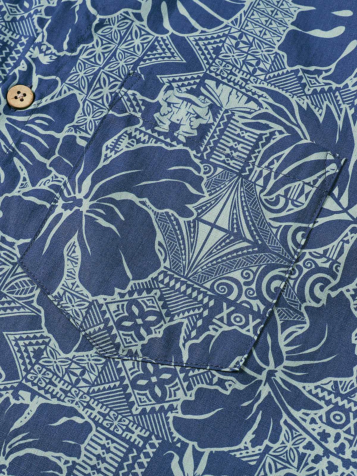 Men's Breathable Short Sleeve Tropical Botanical Cotton Shirt