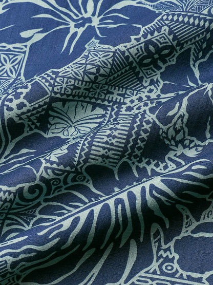 Men's Breathable Short Sleeve Tropical Botanical Cotton Shirt