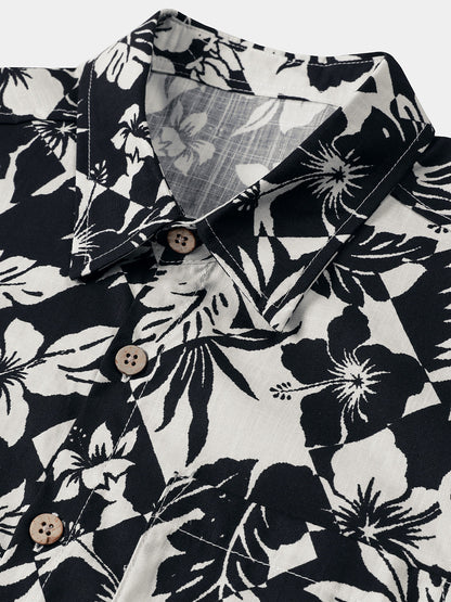Men’s Cotton Cool Floral Short Sleeve Breathable Casual Beach Summer Shirt