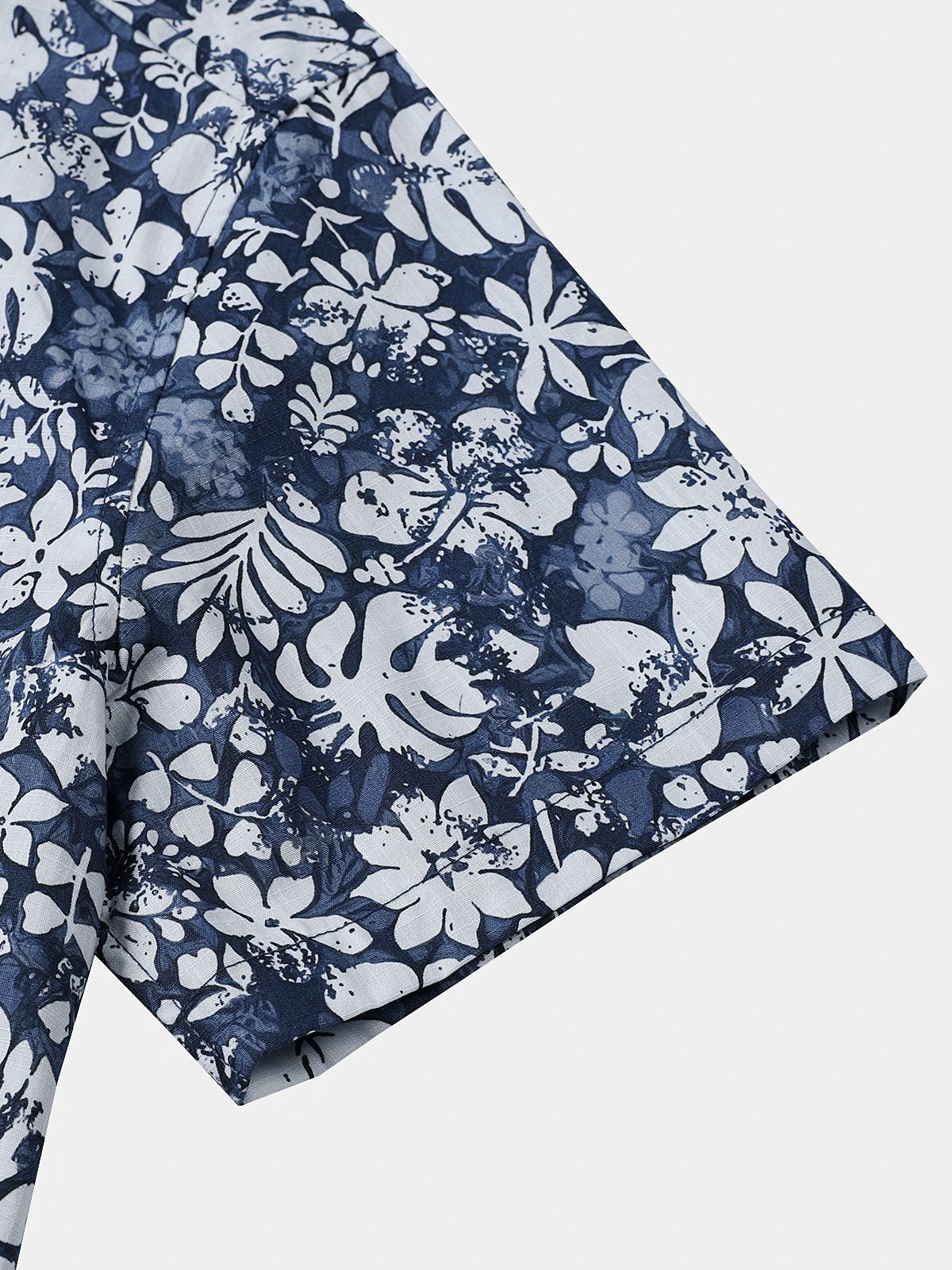 Men's Short Sleeve Cotton Breathable Island Holiday Hibiscus Print Retro Shirt