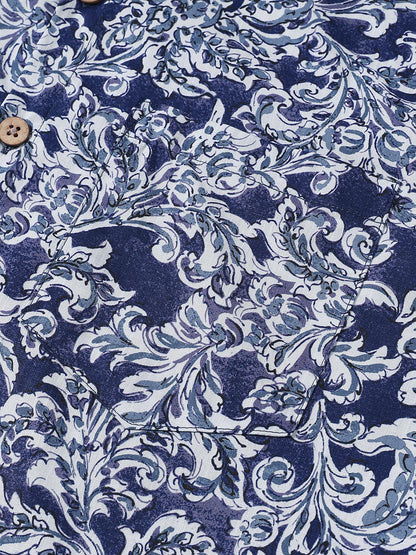 Men’s Classic Floral Short Sleeve Button Up Breathable Cool Vacation Shirt