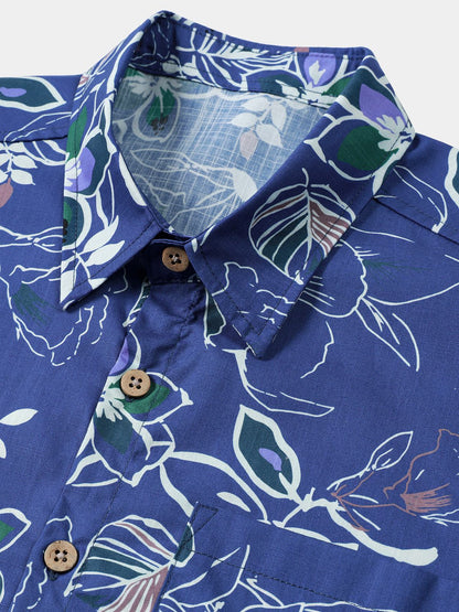Men's Tropical Short Sleeve Beach Leisure Cotton Shirt