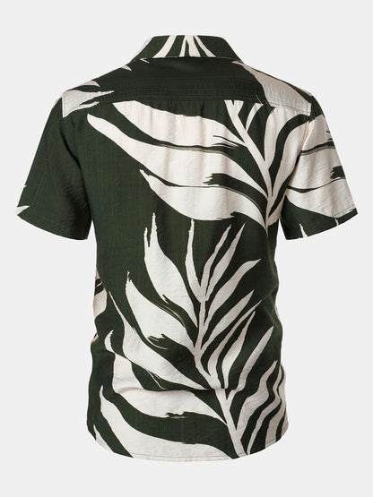 Men's Tropical Print Pocket Holiday Short Sleeve Shirt
