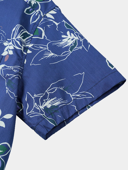 Men's Tropical Short Sleeve Beach Leisure Cotton Shirt