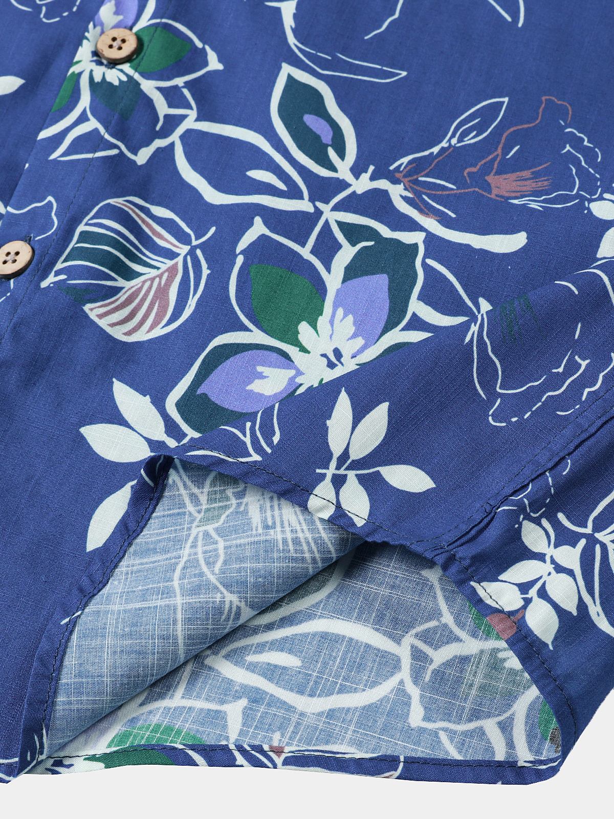 Men's Tropical Short Sleeve Beach Leisure Cotton Shirt