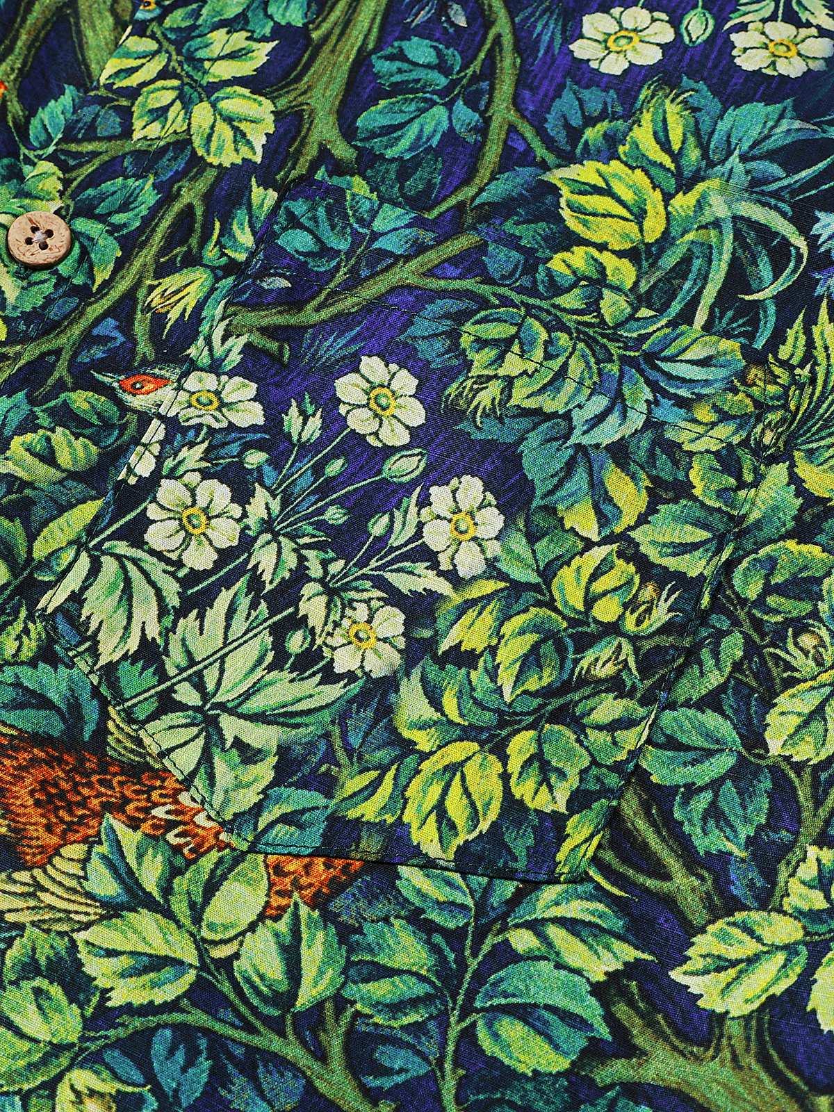Men's Tropical Green Botanical Cotton Hawaiian Shirt