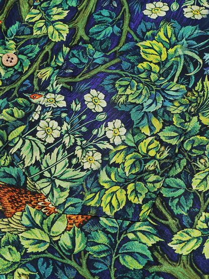 Men's Tropical Green Botanical Cotton Hawaiian Shirt