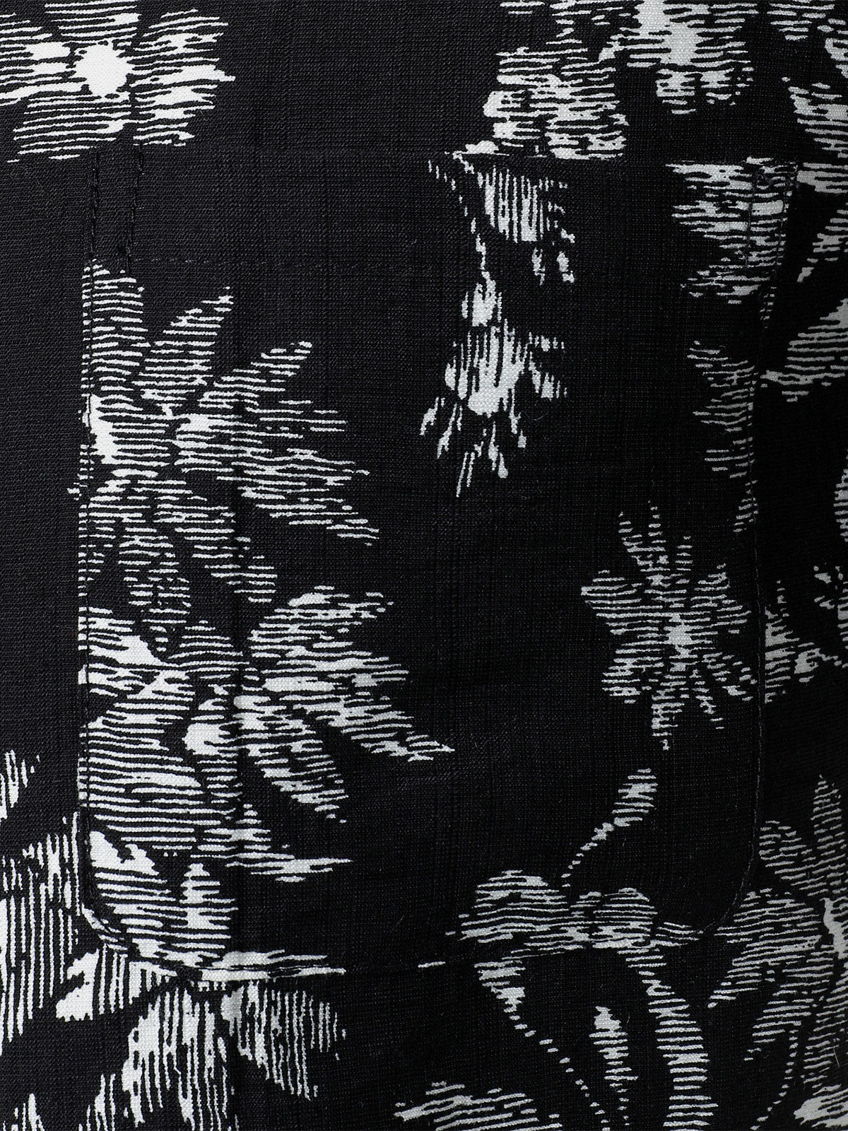 Men's Black Tropical Floral Print Casual Hawaiian Shirt