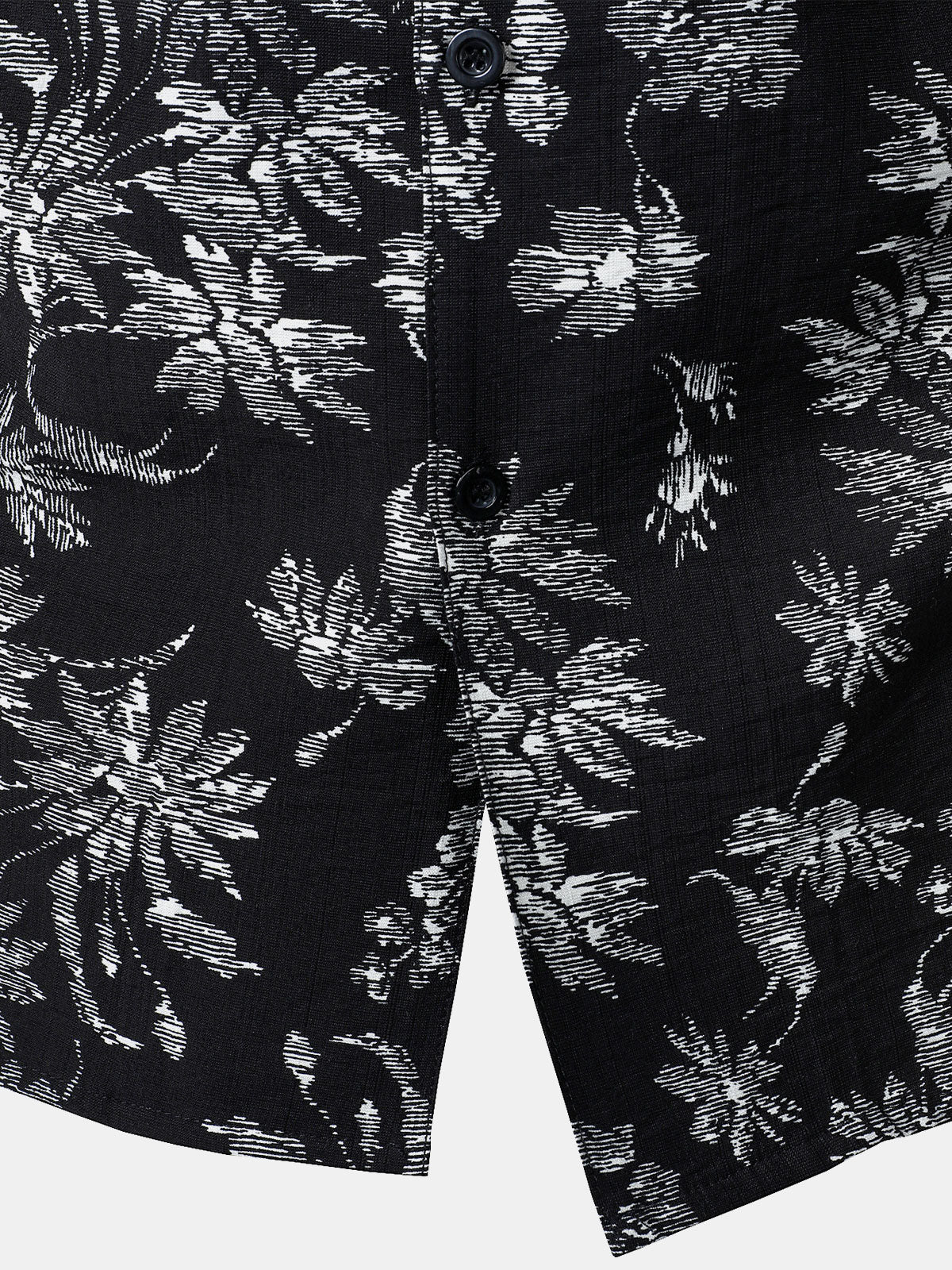 Men's Black Tropical Floral Print Casual Hawaiian Shirt