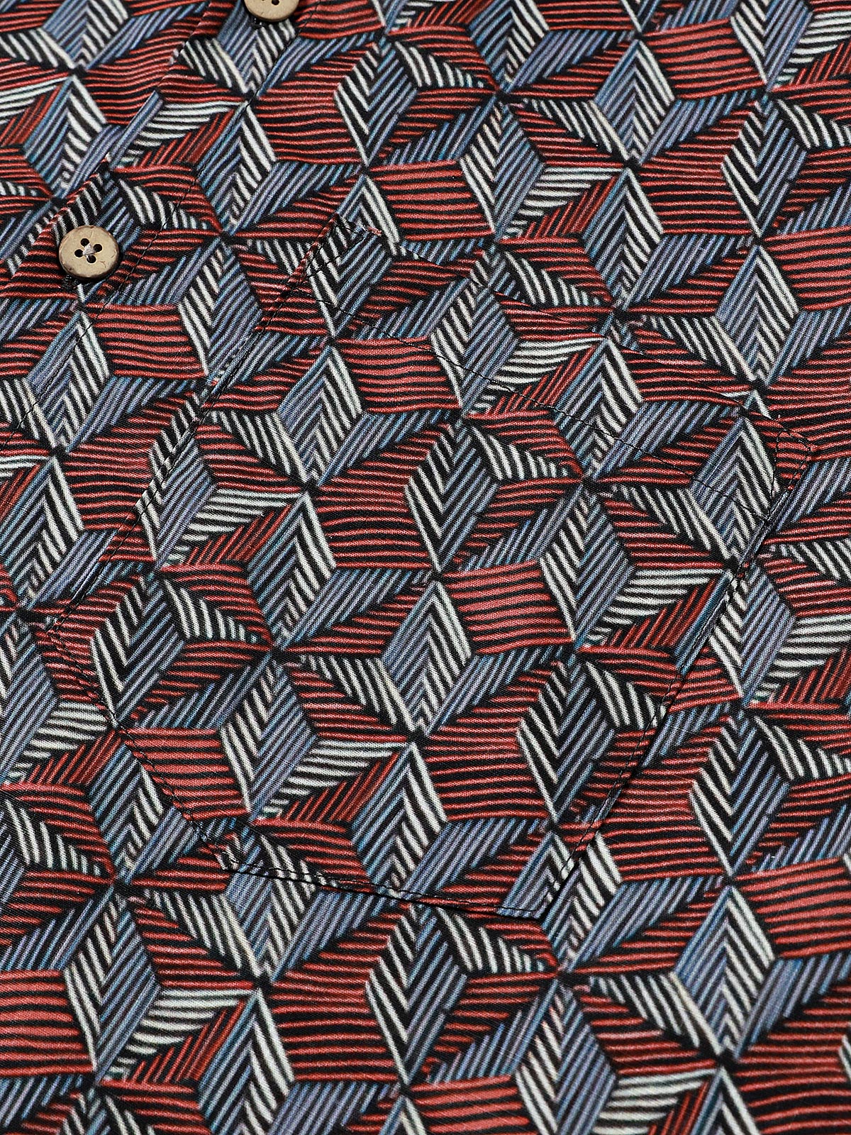 Men’s Geometric Pattern Short Sleeve Button Up Breathable Cool Everyday Casual Shirt