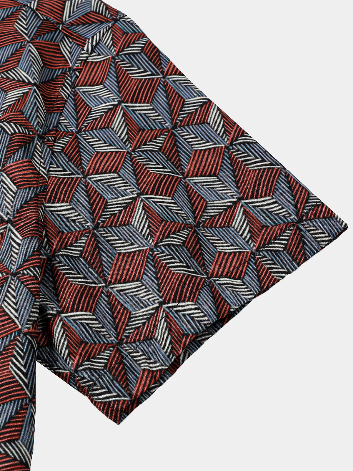 Men’s Geometric Pattern Short Sleeve Button Up Breathable Cool Everyday Casual Shirt