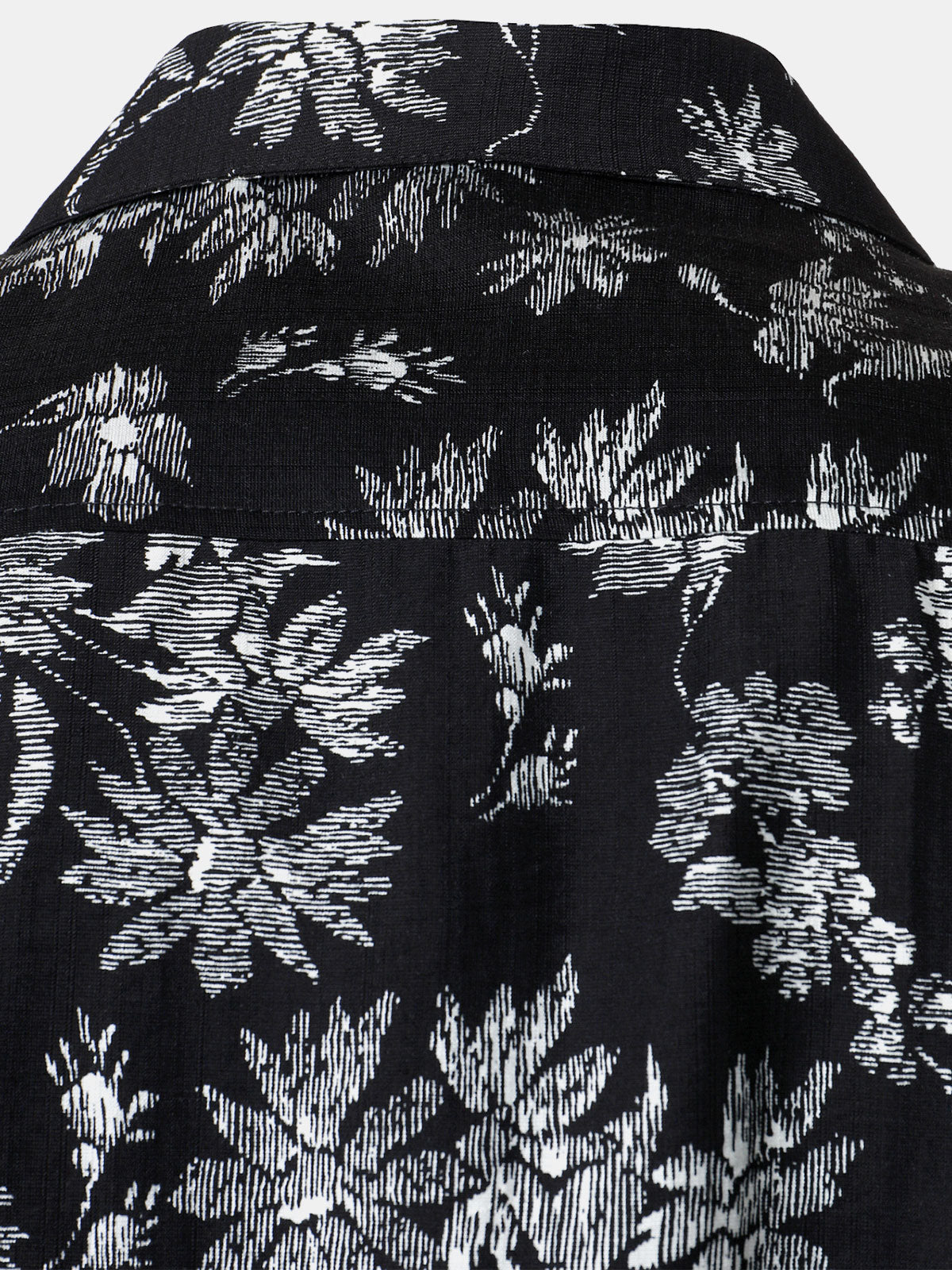 Men's Black Tropical Floral Print Casual Hawaiian Shirt