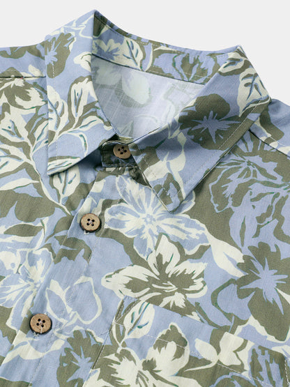 Men’s Hawaiian Floral Print Short Sleeve Breathable Cool Casual Vacation Summer Shirt
