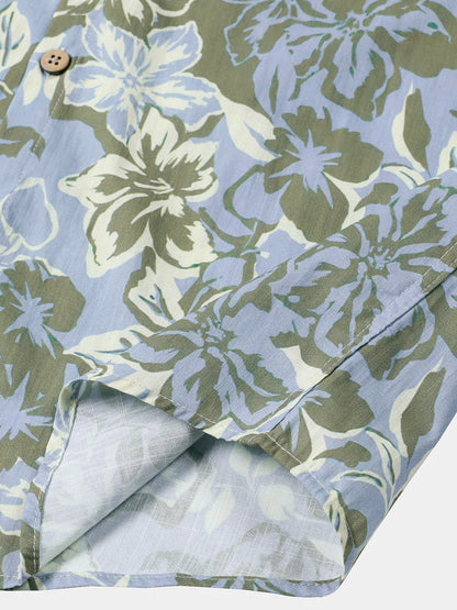 Men’s Hawaiian Floral Print Short Sleeve Breathable Cool Casual Vacation Summer Shirt