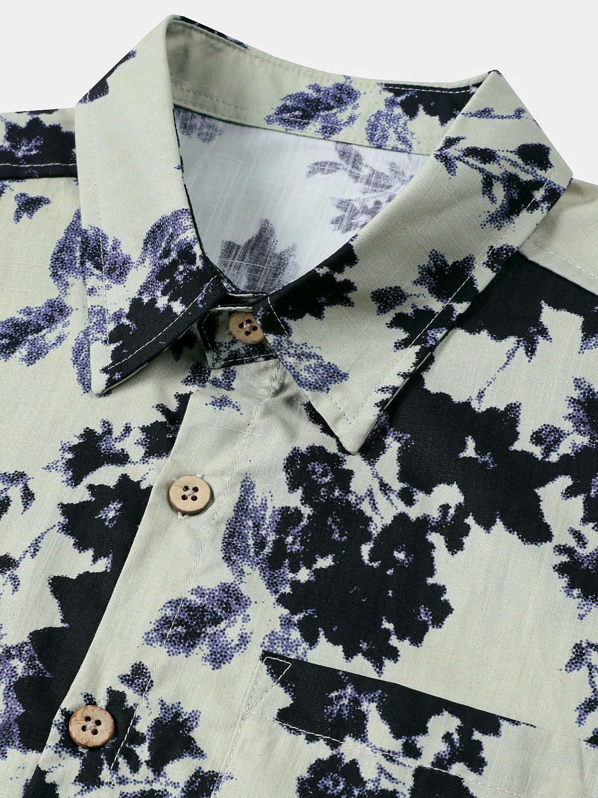 Men's Short Sleeve Ink Wash Floral Cotton Resort Shirt