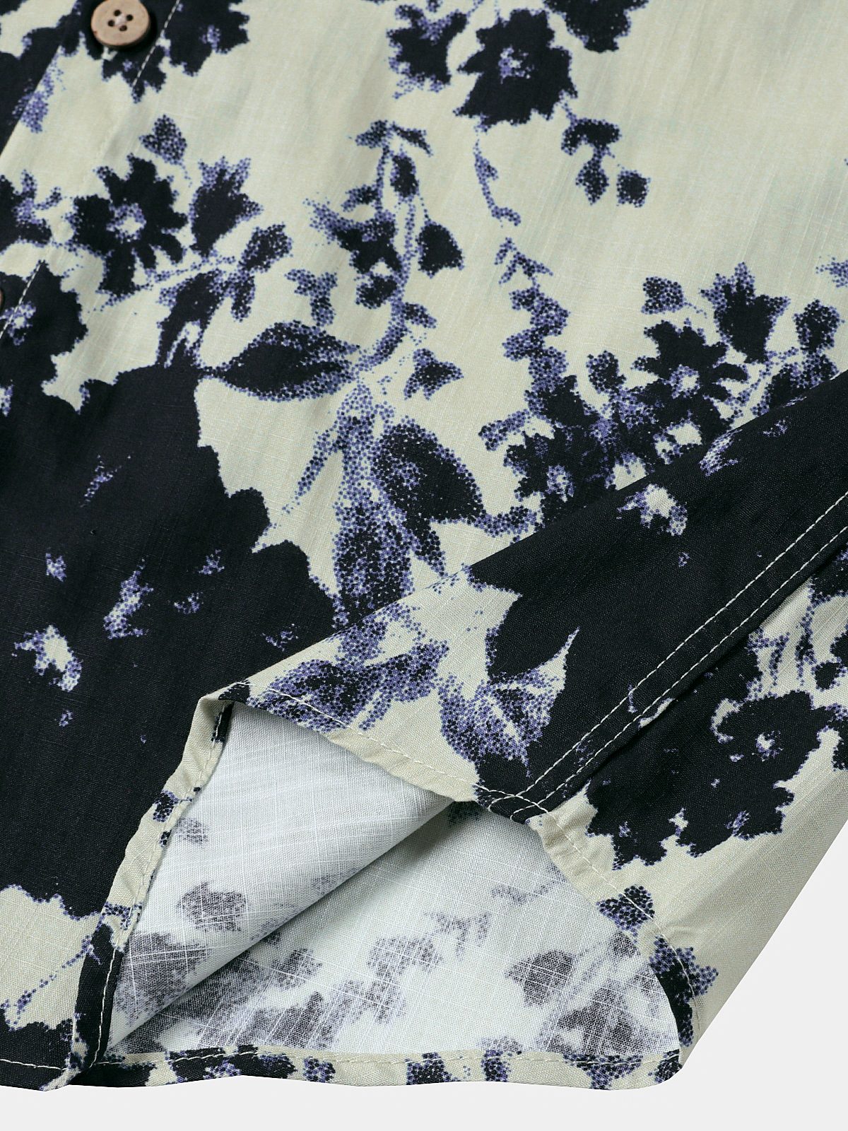 Men's Short Sleeve Ink Wash Floral Cotton Resort Shirt