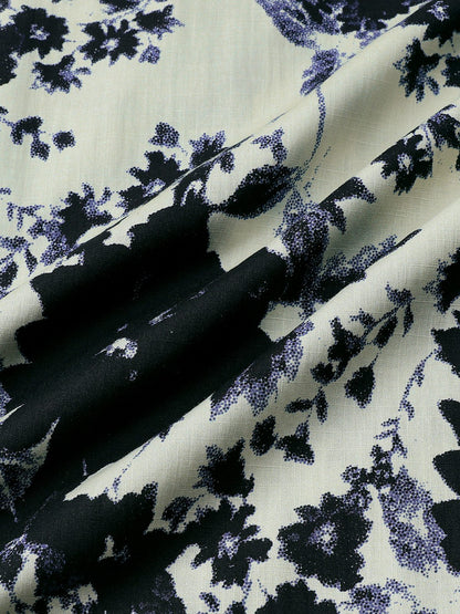 Men's Short Sleeve Ink Wash Floral Cotton Resort Shirt