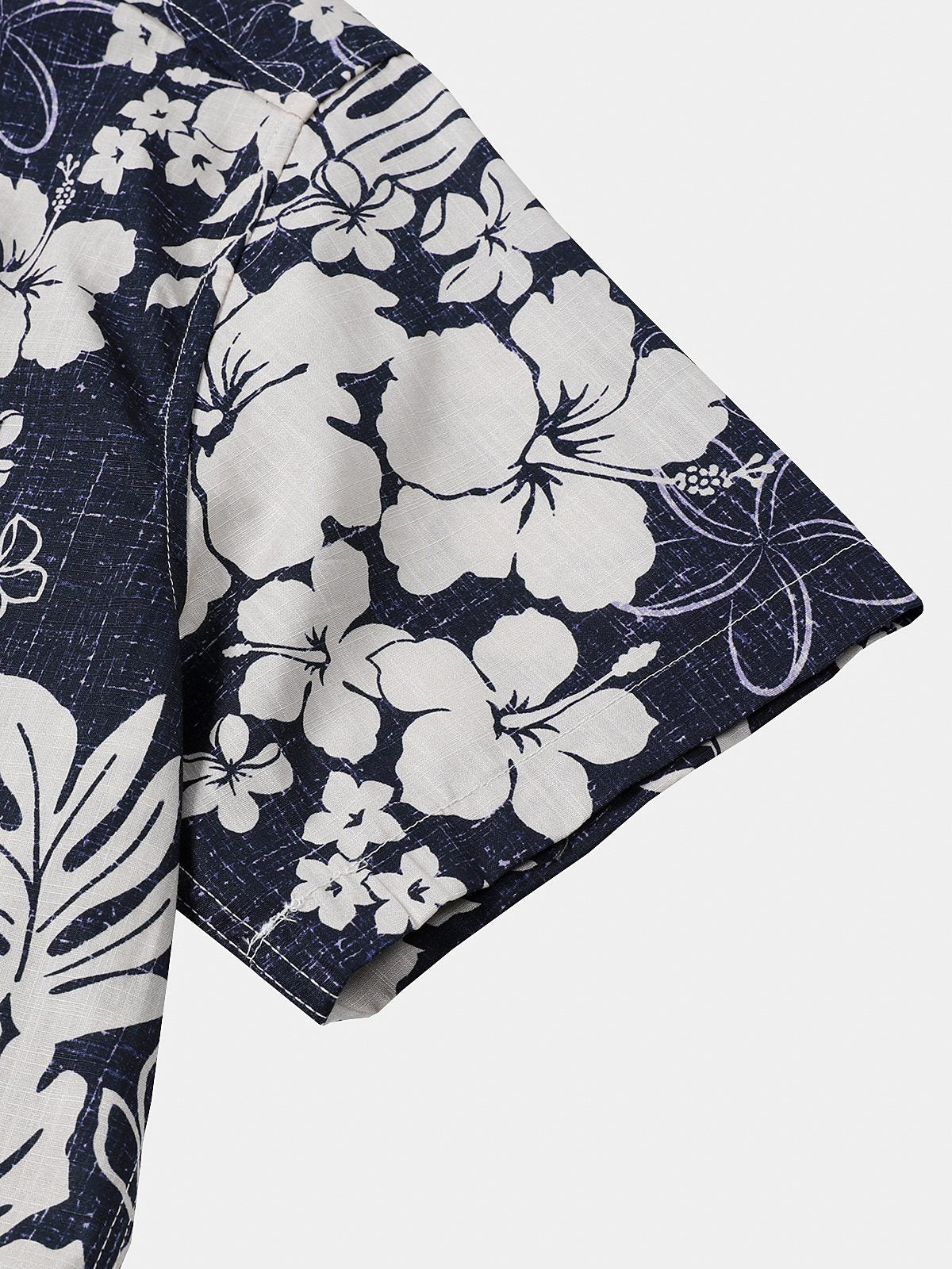 Men's Short Sleeve Cotton Breathable Island Holiday Blossom Pattern Vintage Shirt