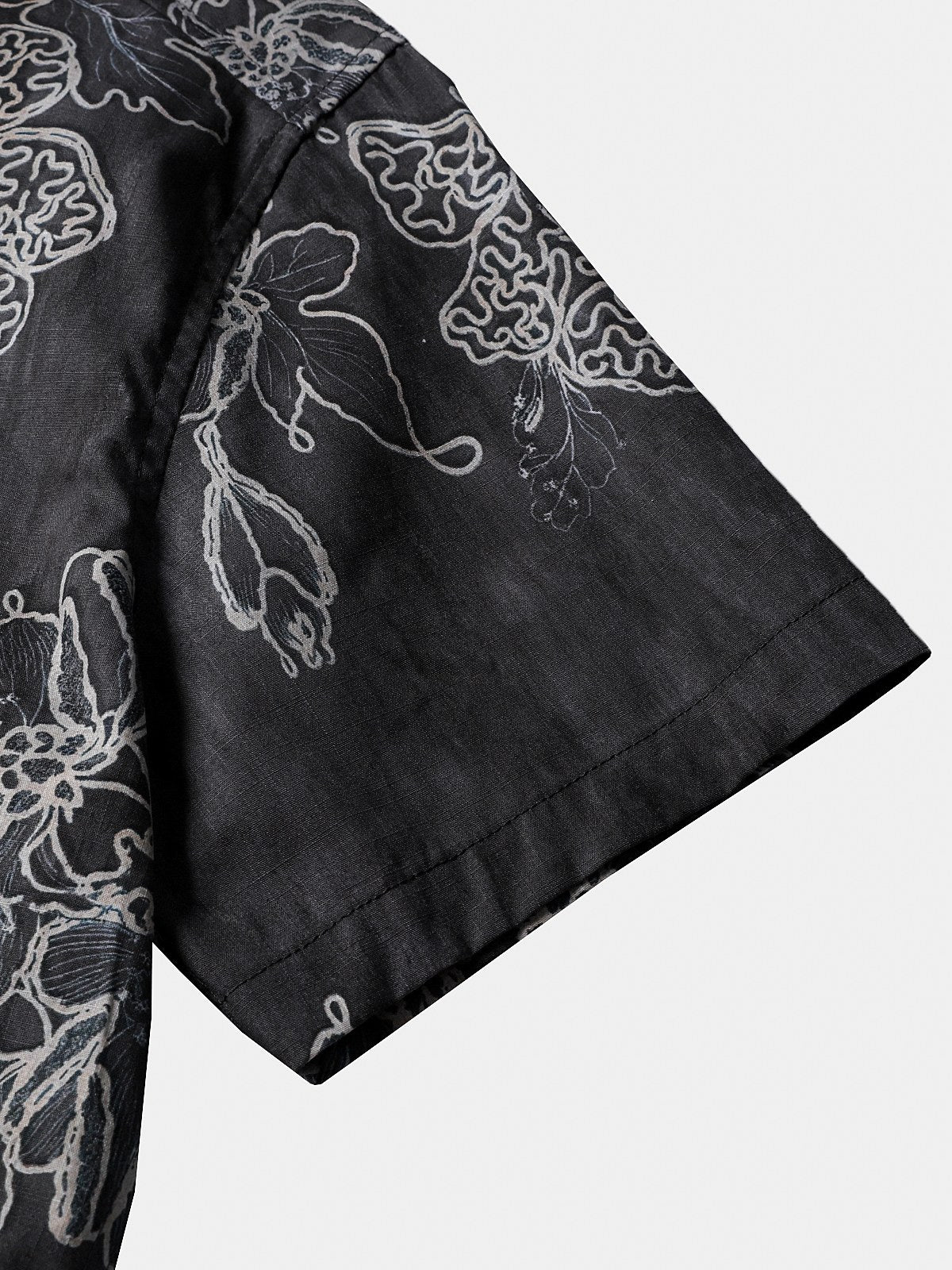 Men's Short Sleeve Cotton Breathable Island Holiday Sketch Floral Retro Shirt