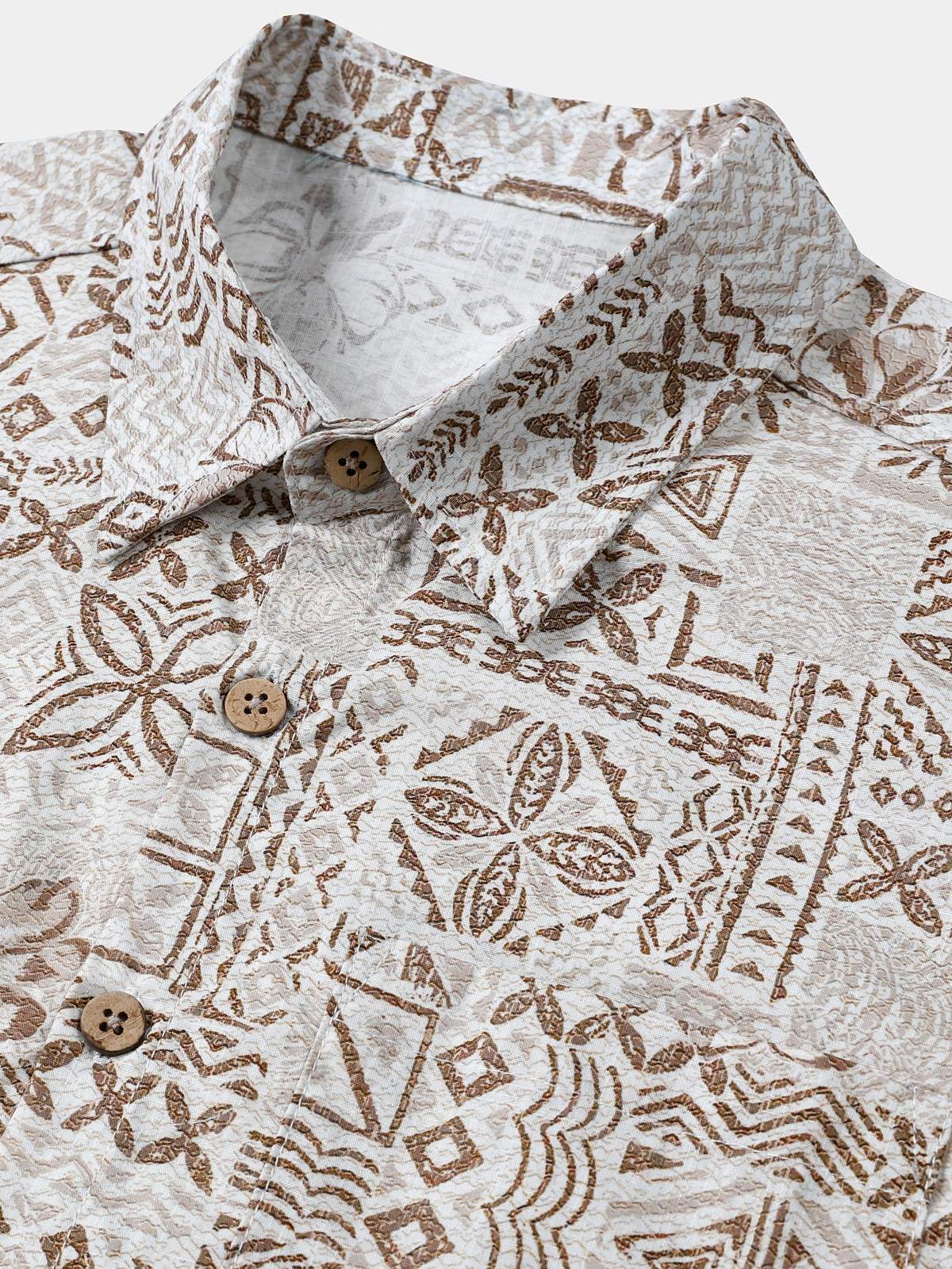 Men's Short Sleeve Cotton Breathable Bohemian Retro Geometric Print Resort Shirt