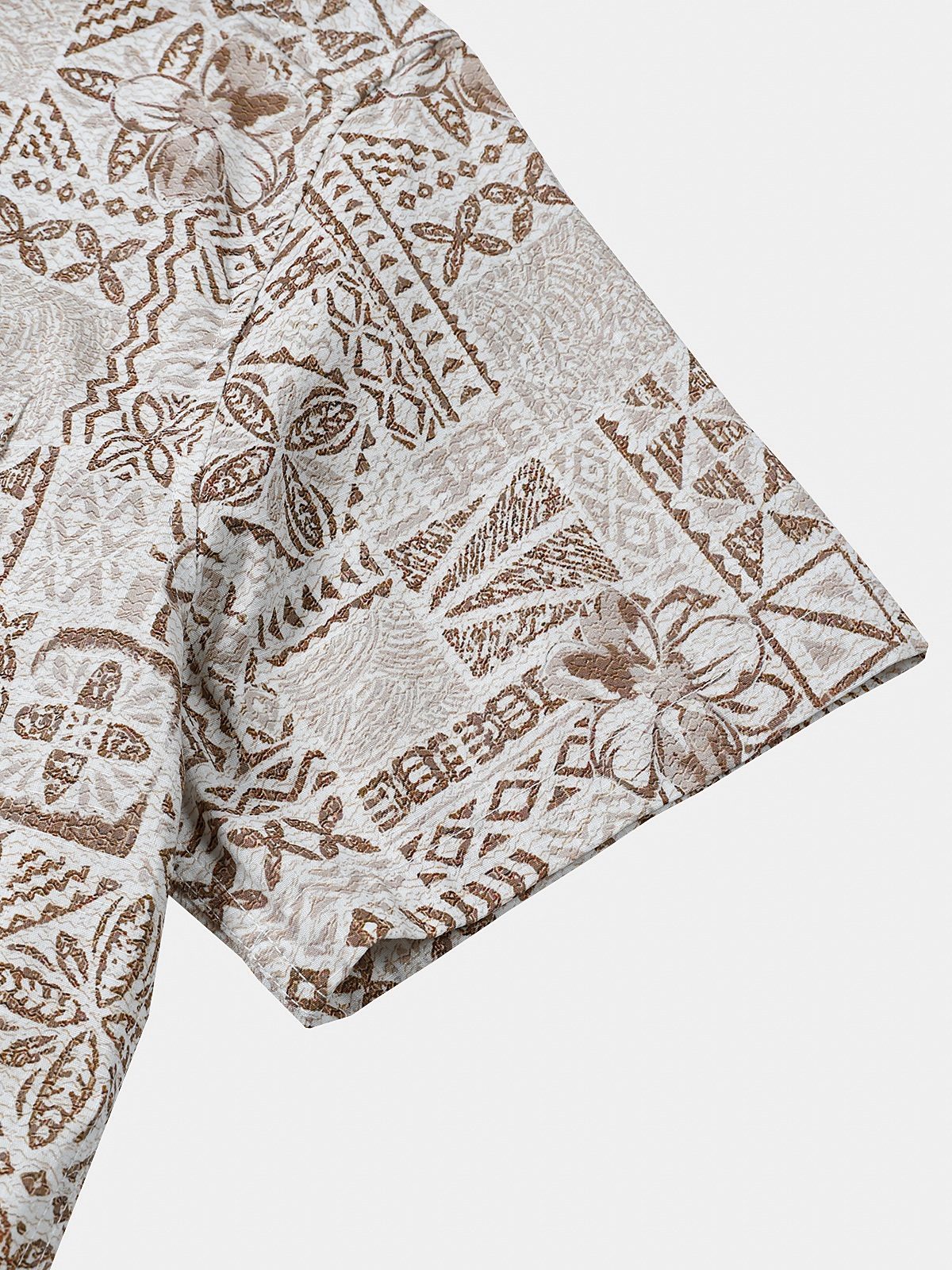 Men's Short Sleeve Cotton Breathable Bohemian Retro Geometric Print Resort Shirt