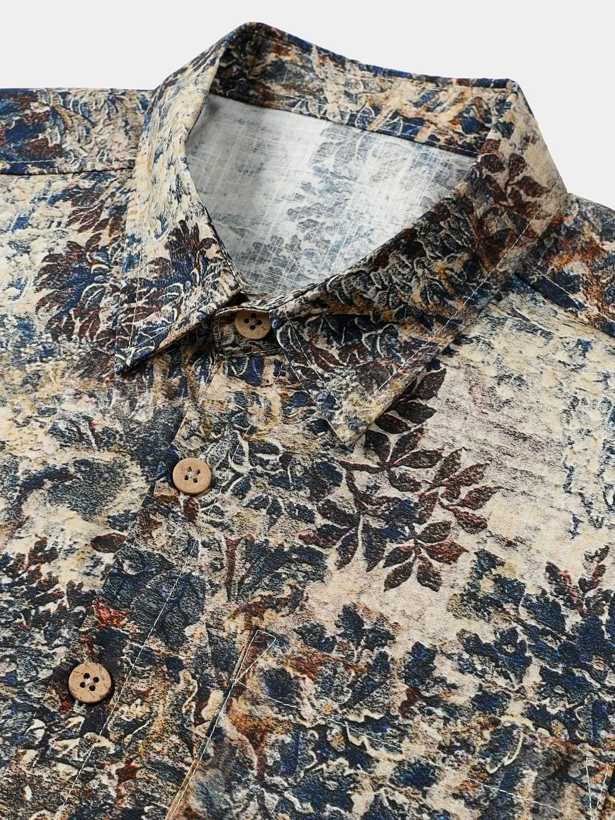 Men's Retro Short Sleeve Breathable Cotton Vacation Shirt