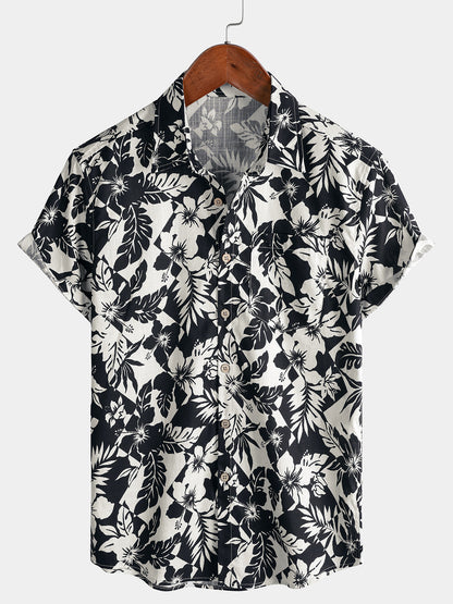 Men’s Cotton Cool Floral Short Sleeve Breathable Casual Beach Summer Shirt