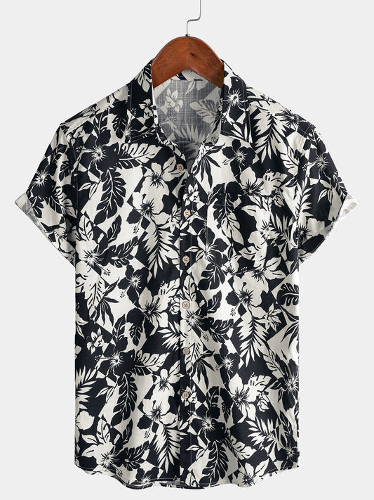 Men’s Cotton Cool Floral Short Sleeve Breathable Casual Beach Summer Shirt