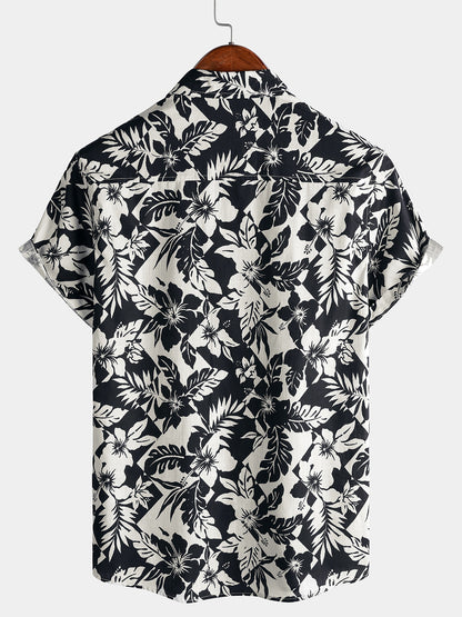 Men’s Cotton Cool Floral Short Sleeve Breathable Casual Beach Summer Shirt
