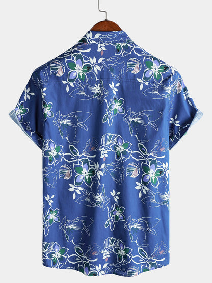 Men's Tropical Short Sleeve Beach Leisure Cotton Shirt