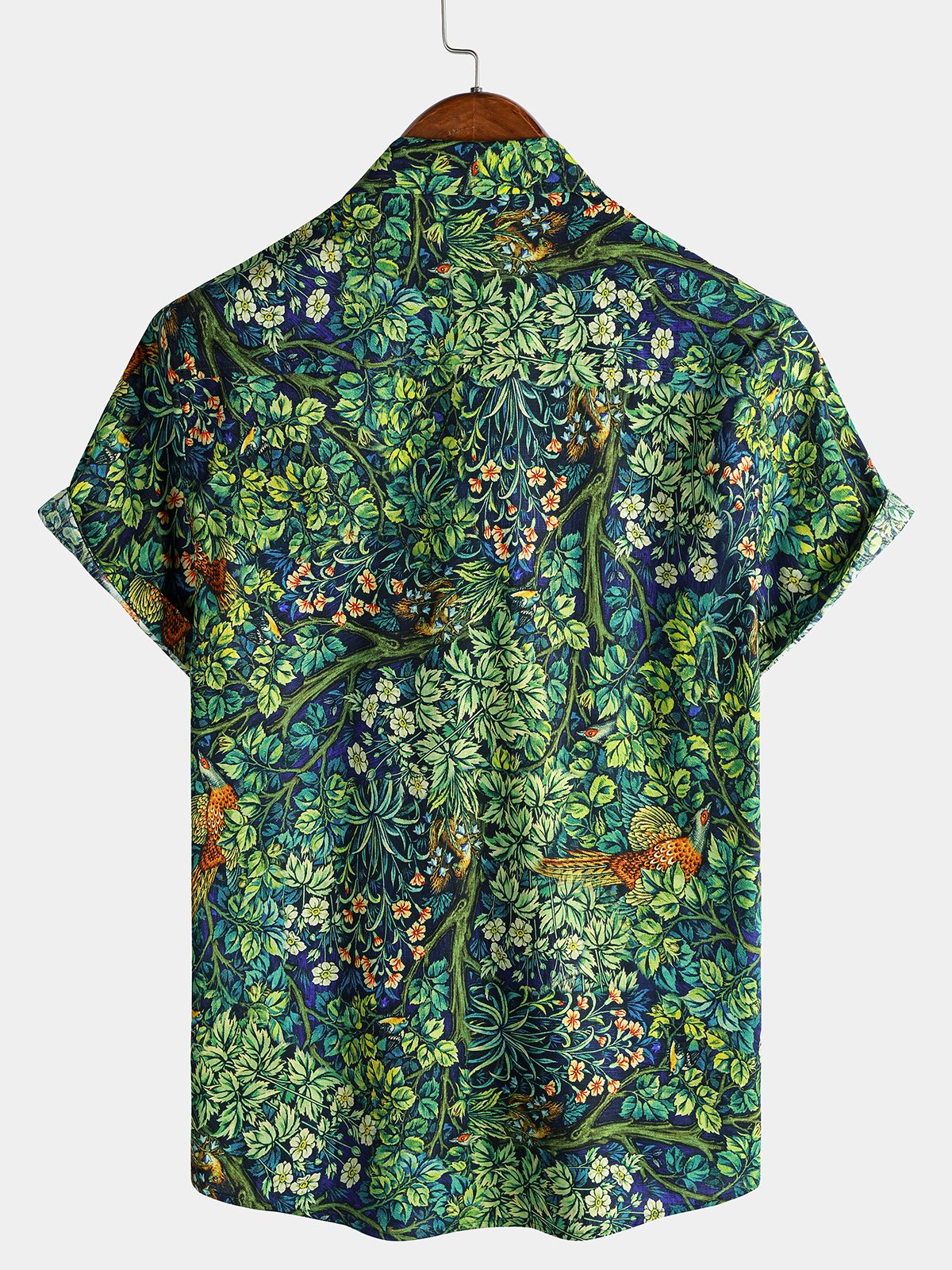 Men's Tropical Green Botanical Cotton Hawaiian Shirt
