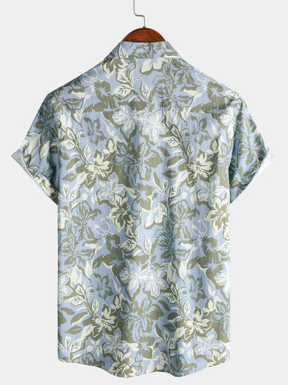 Men’s Hawaiian Floral Print Short Sleeve Breathable Cool Casual Vacation Summer Shirt