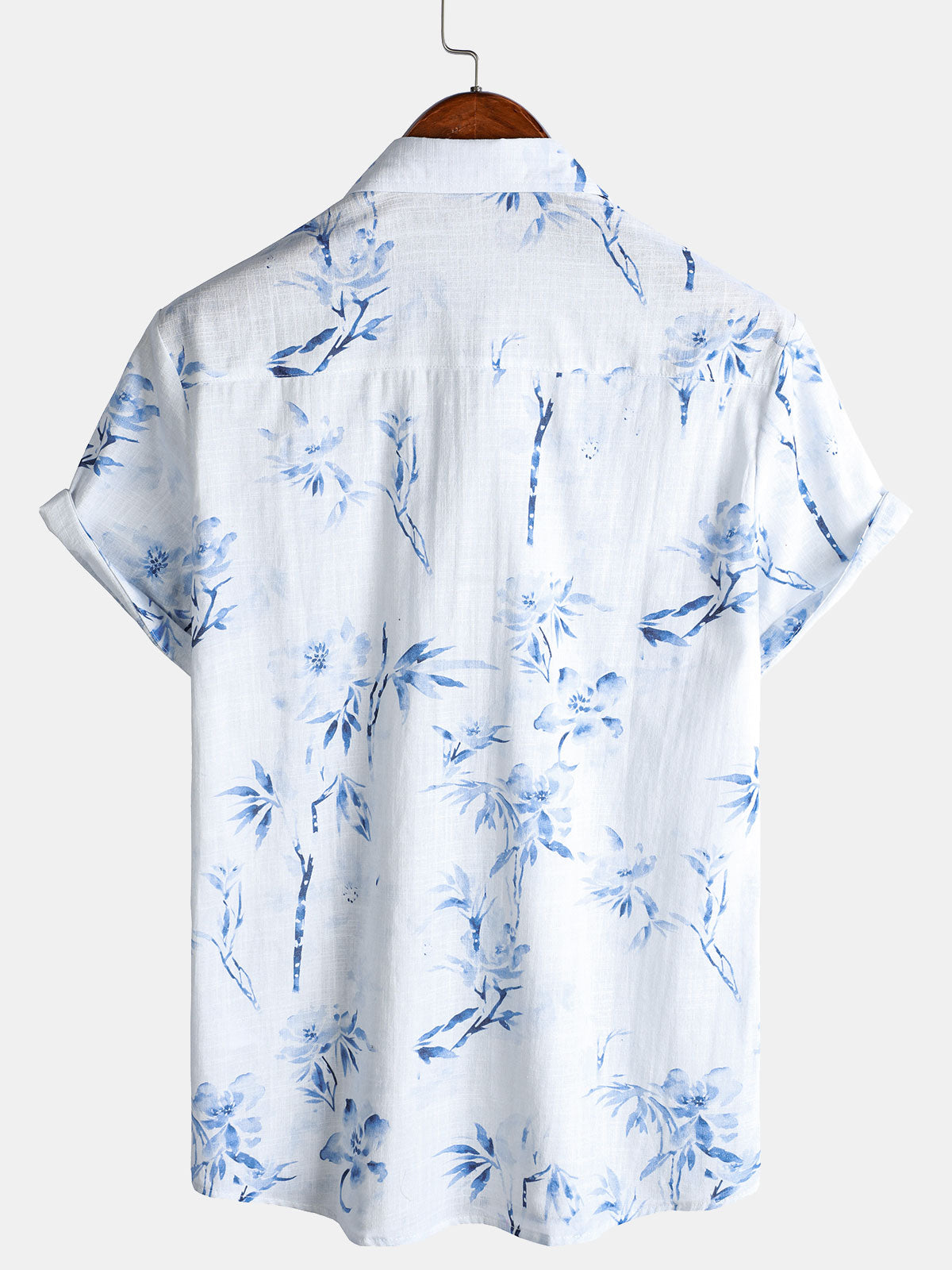 Men's Elegant Blossom Print Casual Short Sleeve Shirt