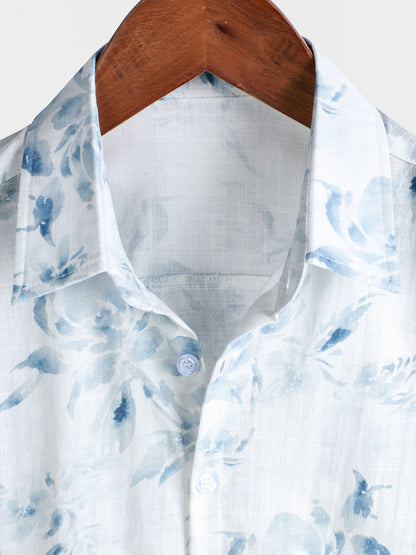 Men's Floral Holiday Casual Summer Short Sleeve Button Up Shirt