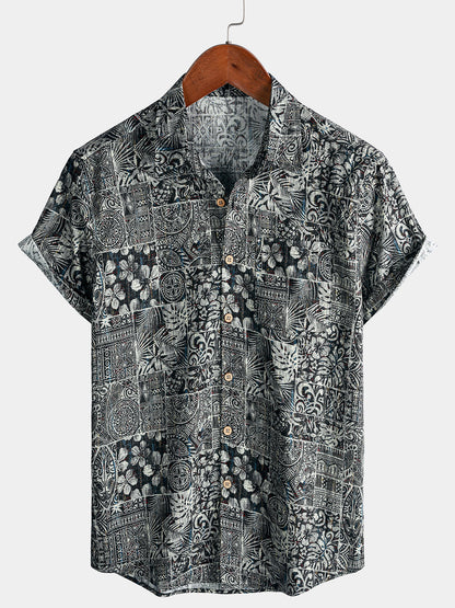 Men’s Boho Style Graphic Pattern Short Sleeve Breathable Cool Casual Shirt